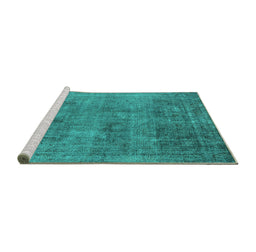 Sideview of Machine Washable Oriental Turquoise Industrial Area Rugs, wshurb1825turq