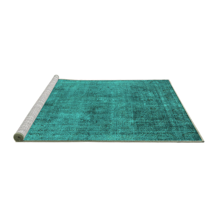 Sideview of Machine Washable Oriental Turquoise Industrial Area Rugs, wshurb1825turq