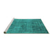 Sideview of Machine Washable Oriental Turquoise Industrial Area Rugs, wshurb1825turq