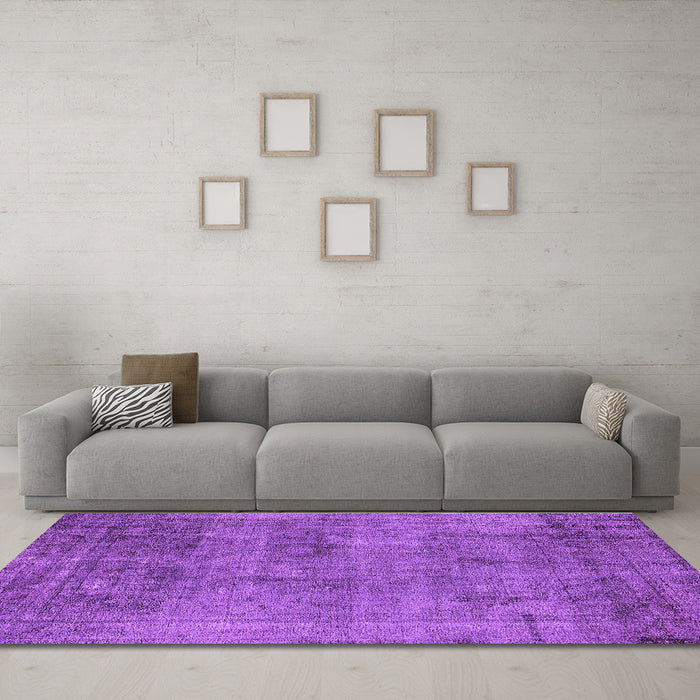 Machine Washable Oriental Purple Industrial Area Rugs in a Living Room, wshurb1825pur