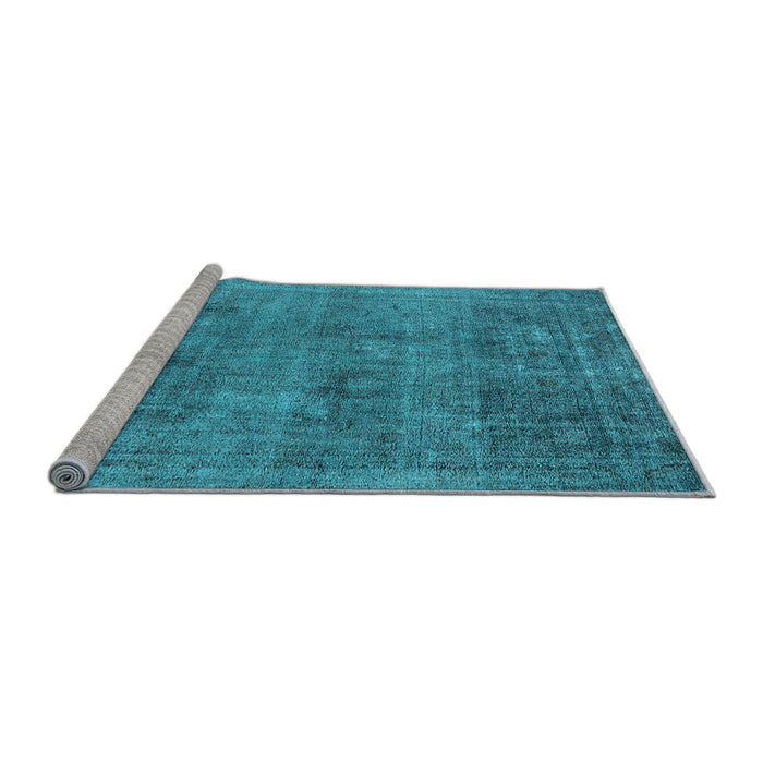 Sideview of Machine Washable Oriental Light Blue Industrial Rug, wshurb1825lblu