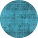 Round Oriental Light Blue Industrial Rug, urb1825lblu