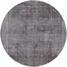 Round Mid-Century Modern Carbon Gray Oriental Rug, urb1825