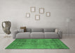 Machine Washable Oriental Emerald Green Industrial Area Rugs in a Living Room,, wshurb1825emgrn