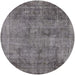 Round Machine Washable Industrial Modern Carbon Gray Rug, wshurb1825