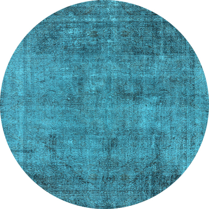 Round Machine Washable Oriental Light Blue Industrial Rug, wshurb1825lblu