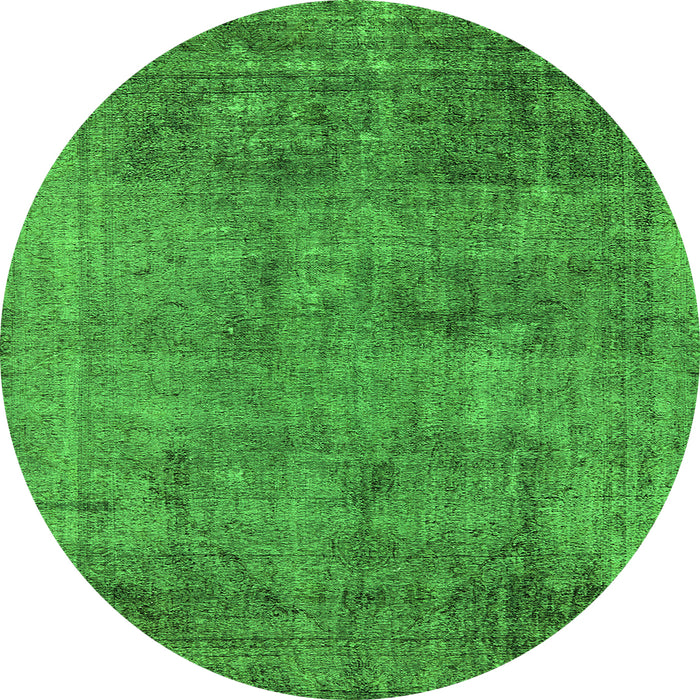 Round Machine Washable Oriental Green Industrial Area Rugs, wshurb1825grn