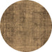 Round Oriental Brown Industrial Rug, urb1825brn