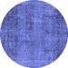 Round Oriental Blue Industrial Rug, urb1825blu