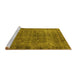 Sideview of Machine Washable Oriental Yellow Industrial Rug, wshurb1826yw