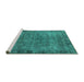 Sideview of Machine Washable Oriental Turquoise Industrial Area Rugs, wshurb1826turq
