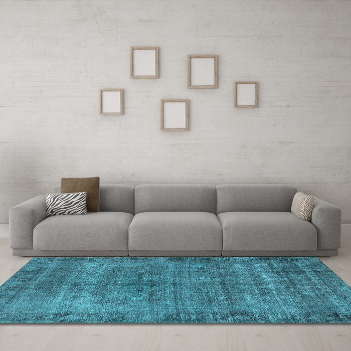 Machine Washable Oriental Light Blue Industrial Rug in a Living Room, wshurb1826lblu