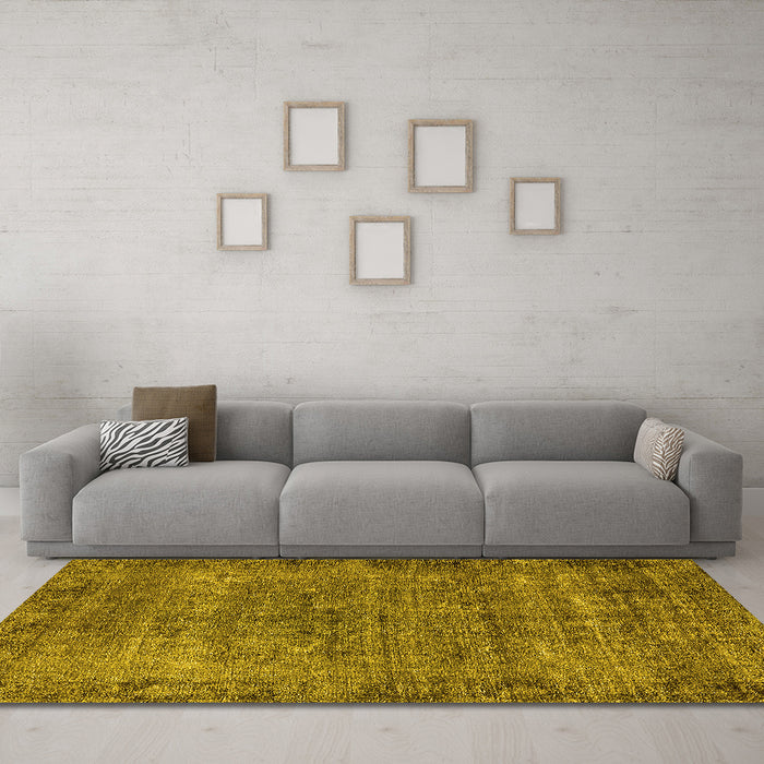 Machine Washable Oriental Yellow Industrial Rug in a Living Room, wshurb1826yw
