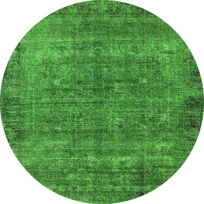 Round Machine Washable Oriental Green Industrial Area Rugs, wshurb1826grn
