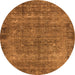 Round Machine Washable Oriental Orange Industrial Area Rugs, wshurb1826org