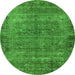 Round Oriental Green Industrial Rug, urb1826grn