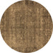 Round Oriental Brown Industrial Rug, urb1826brn