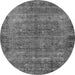 Round Oriental Gray Industrial Rug, urb1826gry