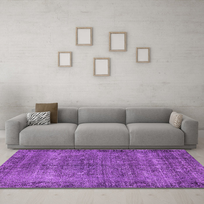 Machine Washable Oriental Purple Industrial Area Rugs in a Living Room, wshurb1826pur