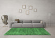 Machine Washable Oriental Emerald Green Industrial Area Rugs in a Living Room,, wshurb1826emgrn