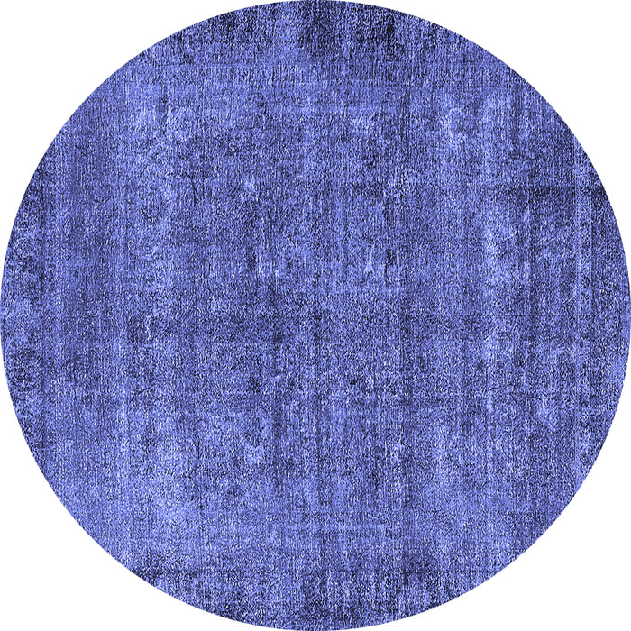 Round Machine Washable Oriental Blue Industrial Rug, wshurb1826blu