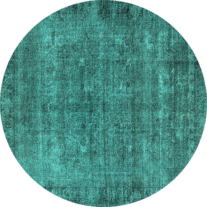 Round Machine Washable Oriental Turquoise Industrial Area Rugs, wshurb1826turq