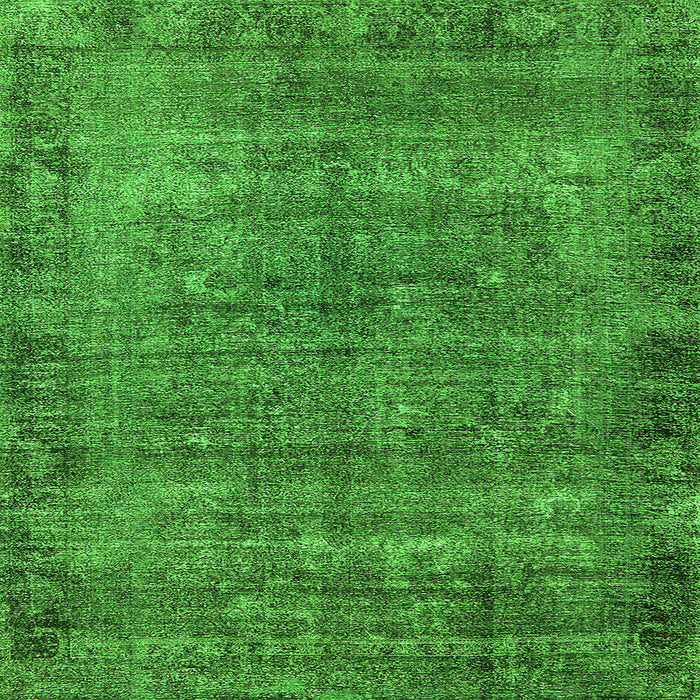 Square Machine Washable Oriental Green Industrial Area Rugs, wshurb1826grn