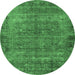 Round Oriental Emerald Green Industrial Rug, urb1826emgrn