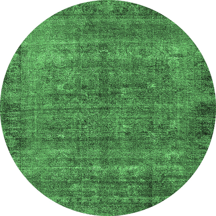 Round Machine Washable Oriental Emerald Green Industrial Area Rugs, wshurb1826emgrn