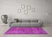 Machine Washable Oriental Pink Industrial Rug in a Living Room, wshurb1826pnk