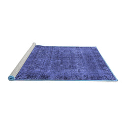 Sideview of Machine Washable Oriental Blue Industrial Rug, wshurb1826blu