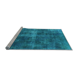 Sideview of Machine Washable Oriental Light Blue Industrial Rug, wshurb1827lblu