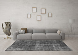 Machine Washable Oriental Gray Industrial Rug in a Living Room,, wshurb1827gry