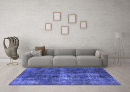 Machine Washable Oriental Blue Industrial Rug in a Living Room, wshurb1827blu