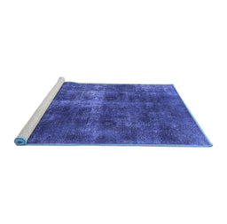 Sideview of Machine Washable Oriental Blue Industrial Rug, wshurb1827blu