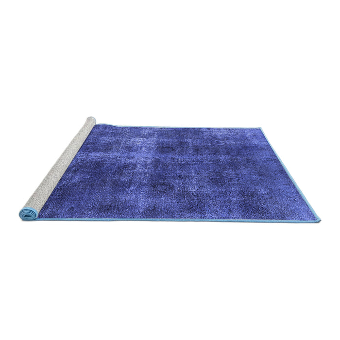 Sideview of Machine Washable Oriental Blue Industrial Rug, wshurb1827blu