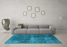 Machine Washable Oriental Light Blue Industrial Rug in a Living Room, wshurb1827lblu