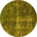 Round Oriental Yellow Industrial Rug, urb1827yw