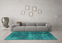 Machine Washable Oriental Turquoise Industrial Rug, wshurb1827turq