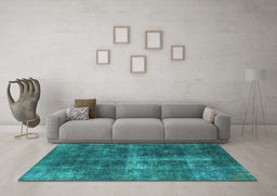 Machine Washable Oriental Turquoise Industrial Area Rugs in a Living Room,, wshurb1827turq