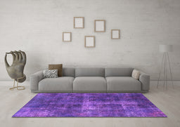 Machine Washable Oriental Purple Industrial Area Rugs in a Living Room, wshurb1827pur