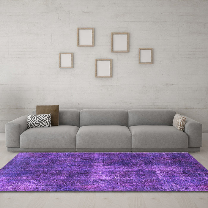 Machine Washable Oriental Purple Industrial Area Rugs in a Living Room, wshurb1827pur
