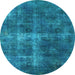 Round Oriental Light Blue Industrial Rug, urb1827lblu