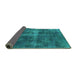 Sideview of Oriental Turquoise Industrial Rug, urb1827turq