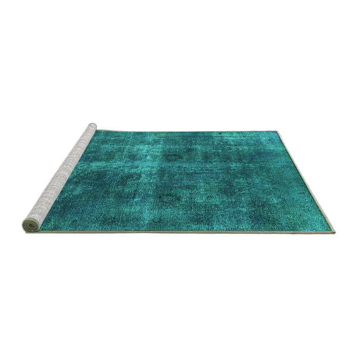 Sideview of Machine Washable Oriental Turquoise Industrial Area Rugs, wshurb1827turq