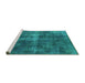 Sideview of Machine Washable Oriental Turquoise Industrial Area Rugs, wshurb1827turq