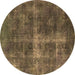 Round Oriental Brown Industrial Rug, urb1827brn