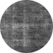 Round Oriental Gray Industrial Rug, urb1827gry