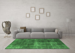 Machine Washable Oriental Emerald Green Industrial Area Rugs in a Living Room,, wshurb1827emgrn