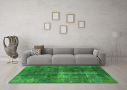 Machine Washable Oriental Green Industrial Area Rugs in a Living Room,, wshurb1827grn